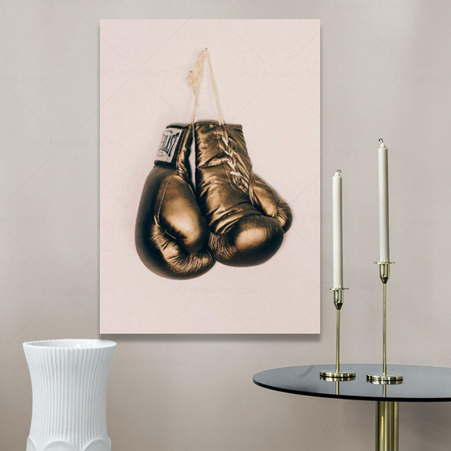 Nowoczesne rękawice bokserskie z oświetleniem luksusowym - plakat skandynawski, dekoracyjne płótno malarskie, przestrzenne tło dekoracyjne - Wianko - 6