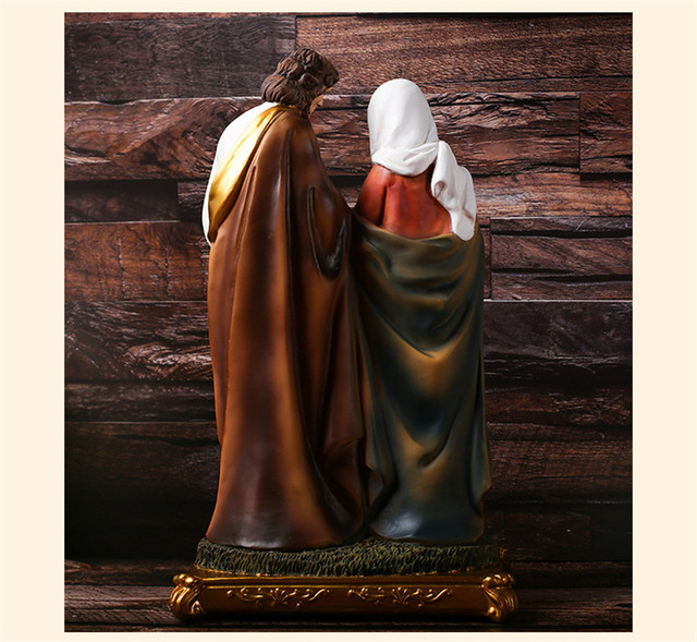 Święta rodzina - 31cm posąg z żywicy - rzeźba Jezusa i Matki Boskiej - dekoracja bożonarodzeniowa - Wianko - 3
