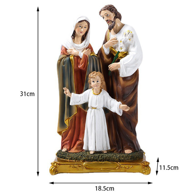 Święta rodzina - 31cm posąg z żywicy - rzeźba Jezusa i Matki Boskiej - dekoracja bożonarodzeniowa - Wianko - 1