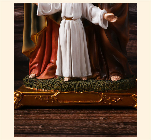 Święta rodzina - 31cm posąg z żywicy - rzeźba Jezusa i Matki Boskiej - dekoracja bożonarodzeniowa - Wianko - 5