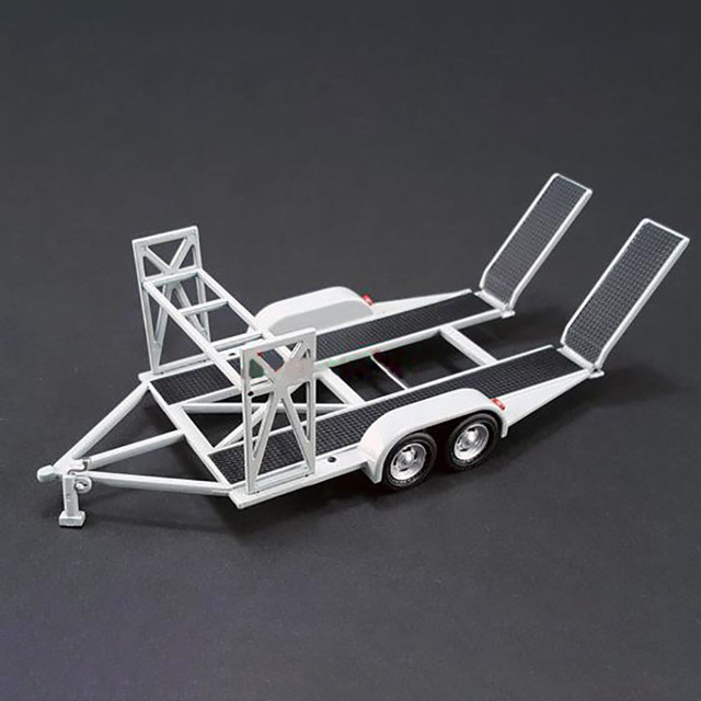 Model samochodu do własnoręcznego złożenia, skala 1:43, trailer z płytą holowniczą, wykonany z odlewanego stopu metali, idealny do tworzenia miniaturowych scen winniczych - Wianko - 2