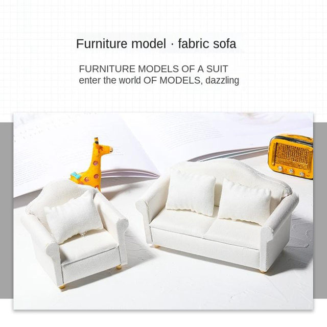 Domek dla lalek mini, sofa, fotel - meble do salonu w skali 1/12, zabawki dla dzieci - Wianko - 1