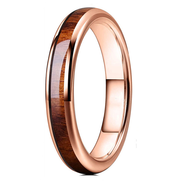 Pierścień zaręczynowy biżuteria ze stali nierdzewnej z inkrustacją czerwonego drewna modna i kreatywna - Wianko - 7