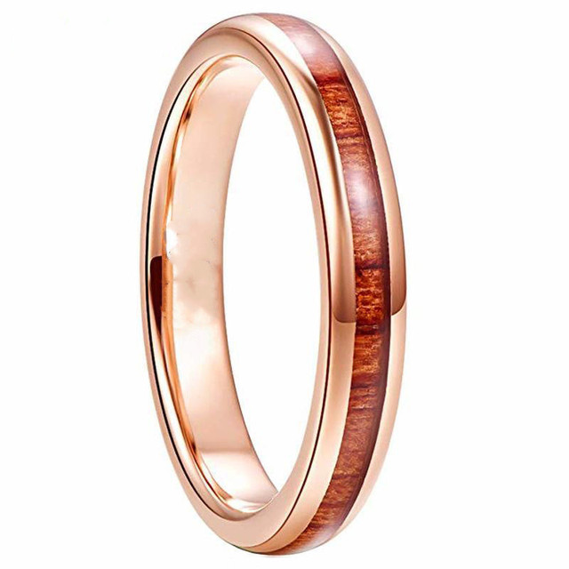 Pierścień zaręczynowy biżuteria ze stali nierdzewnej z inkrustacją czerwonego drewna modna i kreatywna - Wianko - 6