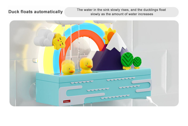Zabawka kąpielowa dla niemowląt - Kaczki elektryczne Rainbow z oświetleniem, muzyką i edukacyjnym zestawem do zabawy w wodzie - Wianko - 6