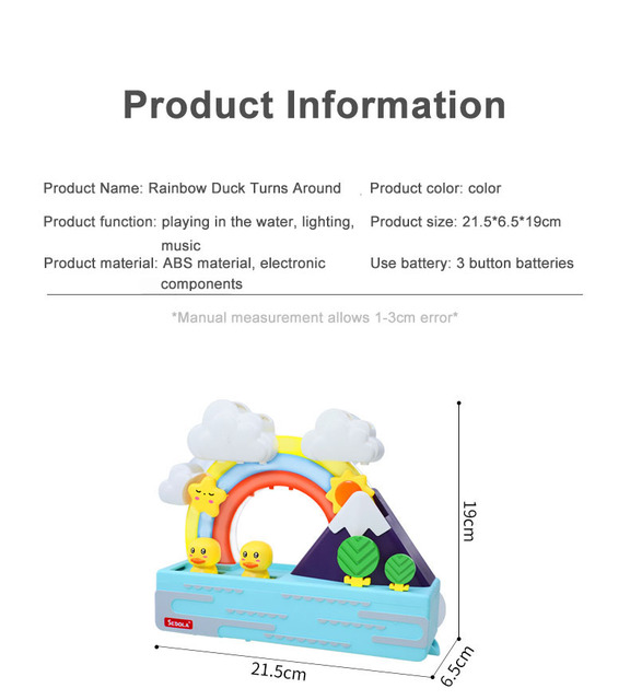 Zabawka kąpielowa dla niemowląt - Kaczki elektryczne Rainbow z oświetleniem, muzyką i edukacyjnym zestawem do zabawy w wodzie - Wianko - 14