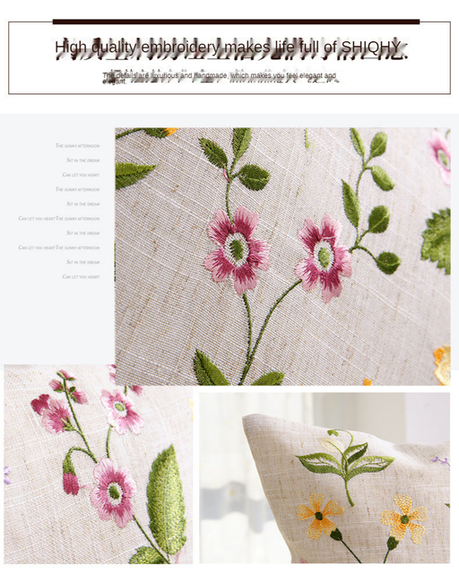 Haftowana poduszka kwiat ogrodowy, prosty i modny wzór, europejski styl - Wianko - 3