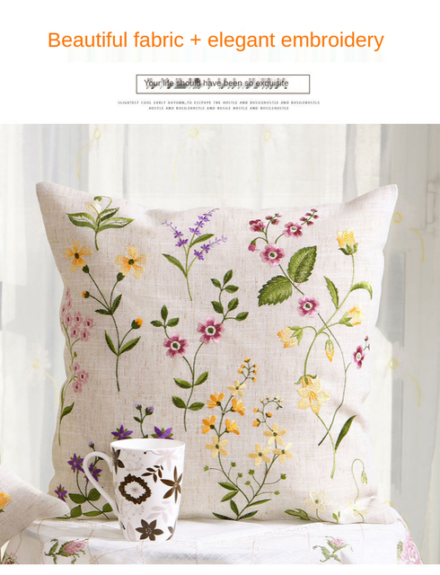 Haftowana poduszka kwiat ogrodowy, prosty i modny wzór, europejski styl - Wianko - 8