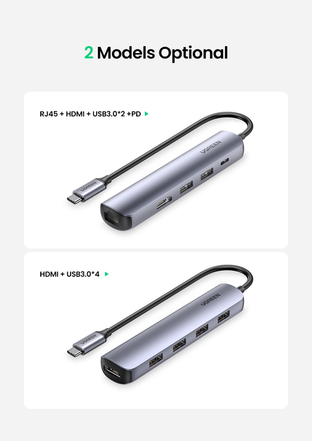 UGREEN Mini USB C Hub z HDMI, RJ45, USB 3.0 i USB C PD dla MacBook Air Pro 2020 PC Hub USB 3.1 OTG - Wianko - 13