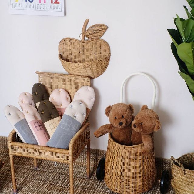 Kosz rattanowy dziecięcy do przechowywania odzieży Home Decor - wiklinowy, ręcznie tkany, w kształcie owoców - Wianko - 4