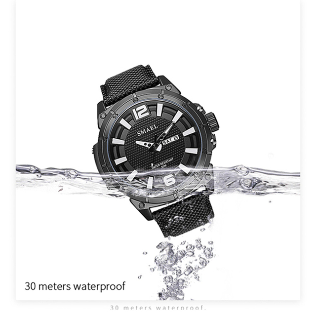 Męskie zegarki kwarcowe SMAEL - duży, sportowy, wodoodporny, skórzane, analogowe - Wianko - 5