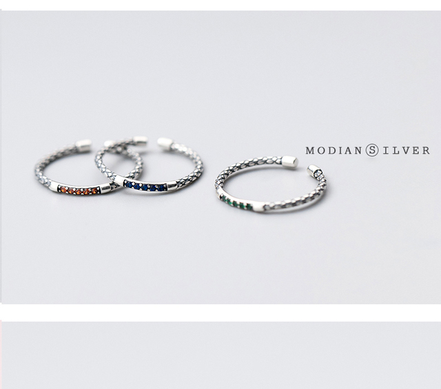 Pierścień z autentycznego srebra próby 925 z cyrkoniami serpentynowymi w trzech kolorach - Modian Vintage - Wianko - 4