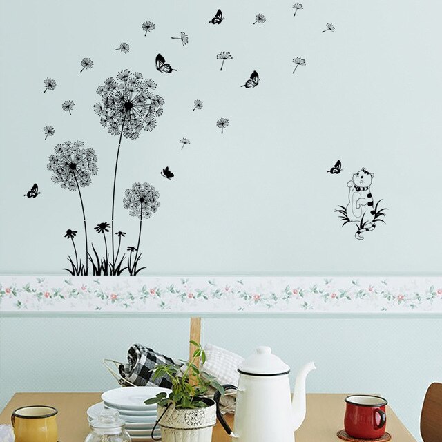 Dmuchawiec naklejki ścienne rośliny koty dekoracja pokoju tapeta sypialnia meble wnętrza - Wianko - 12