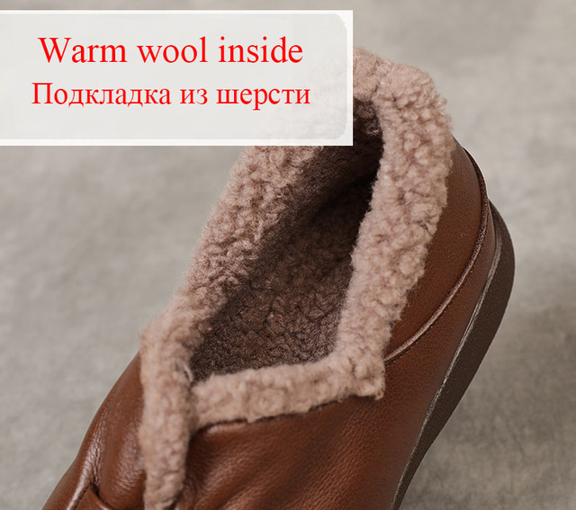 DRKANOL Brand New Damskie futrzane buty zimowe prawdziwa skóra wełniane ciepłe mokasyny w stylu Retro - Wianko - 9