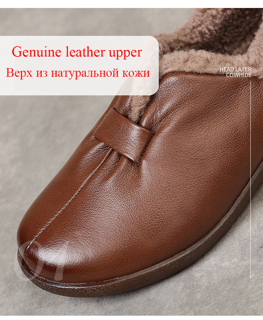 DRKANOL Brand New Damskie futrzane buty zimowe prawdziwa skóra wełniane ciepłe mokasyny w stylu Retro - Wianko - 6