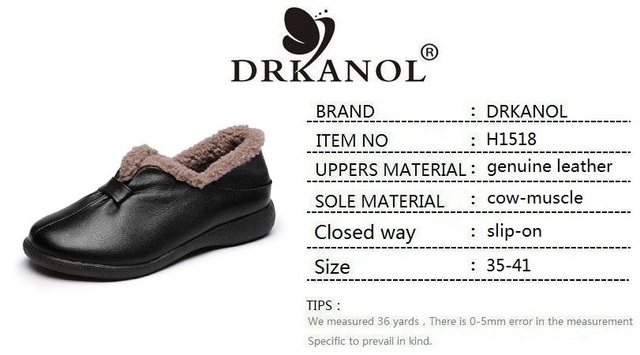 DRKANOL Brand New Damskie futrzane buty zimowe prawdziwa skóra wełniane ciepłe mokasyny w stylu Retro - Wianko - 1