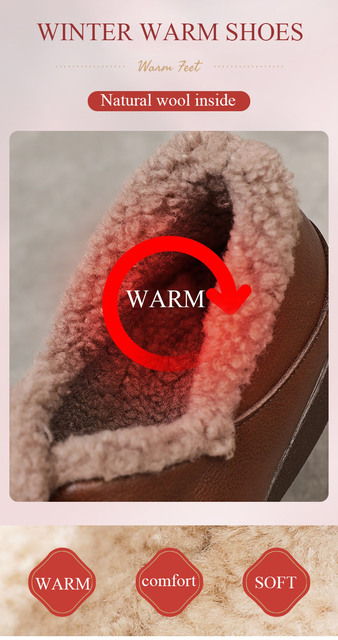 DRKANOL Brand New Damskie futrzane buty zimowe prawdziwa skóra wełniane ciepłe mokasyny w stylu Retro - Wianko - 4