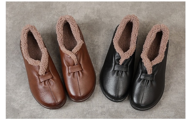DRKANOL Brand New Damskie futrzane buty zimowe prawdziwa skóra wełniane ciepłe mokasyny w stylu Retro - Wianko - 26
