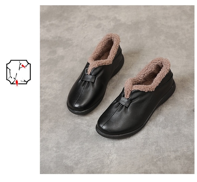 DRKANOL Brand New Damskie futrzane buty zimowe prawdziwa skóra wełniane ciepłe mokasyny w stylu Retro - Wianko - 13