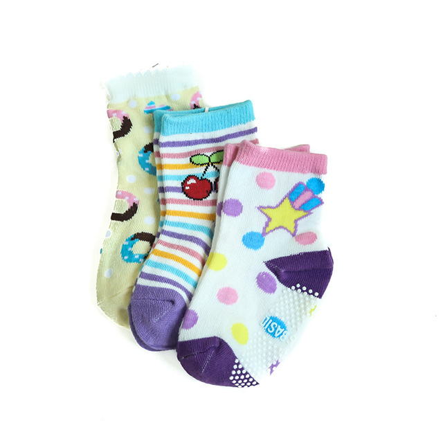 Zestaw 6 bawełnianych skarpetek dla niemowląt 0-5 lat z antypoślizgowymi wzorami dla dziewczynek - Wianko - 4