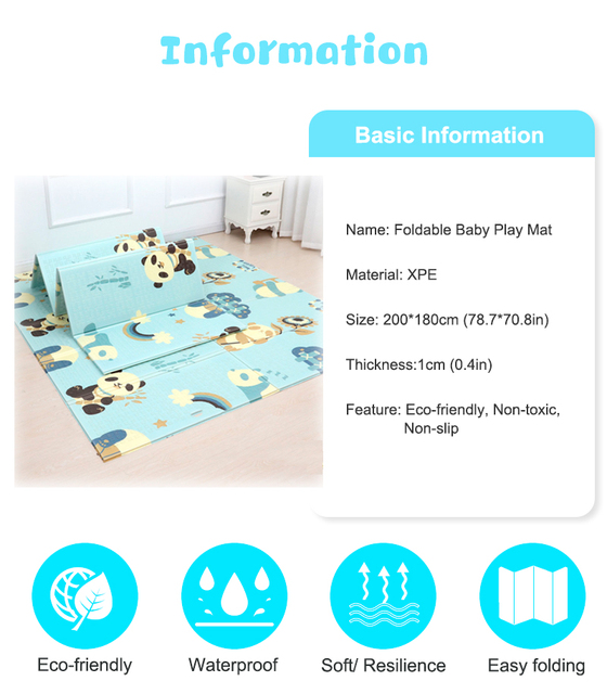 Składana mata edukacyjna dla dzieci - dywan maluchy, podkładka do pełzania i zabawy, wystrój pokoju - miękki dywan XPE - Wianko - 1