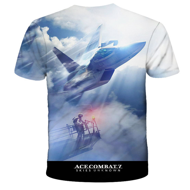 Nowy Ace Combat - Koszulka z 3D wirtualną grafiką samolotów - Dziecięce fajne T-shirty z krótkim rękawem - Wianko - 3