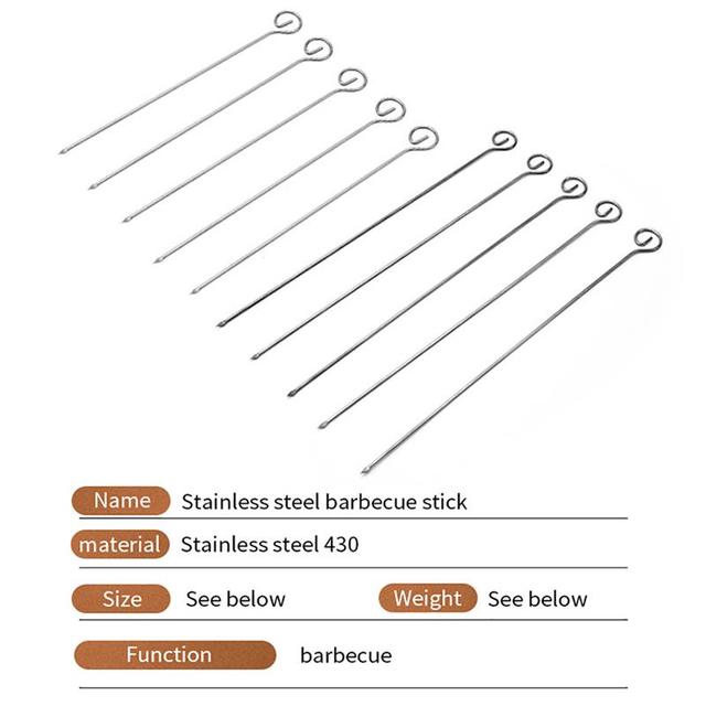 Szaszłyki szpikulce ze stali nierdzewnej 22/30,4CM 5 sztuk - Wianko - 4