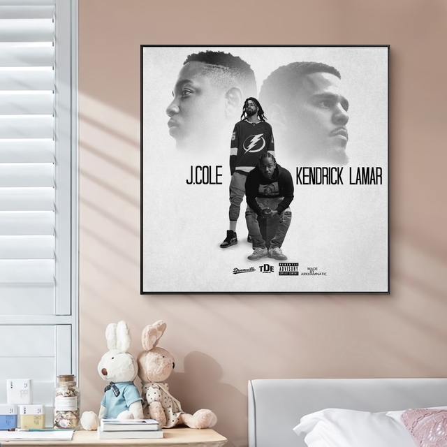 Plakat na płótnie J. Cole KOD Lekendrick Lamar - album okładka - rapowa gwiazda - malarstwo artystyczne - dekoracja ściany - Wianko - 1