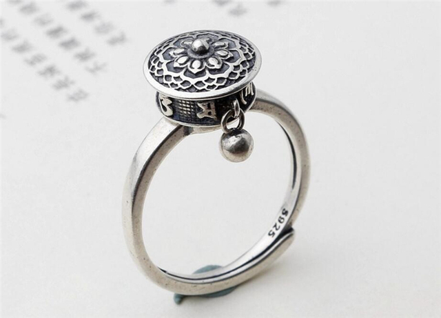 Kreatywny pierścień obrotowy vintage Thai srebrny amulet 925 Sterling Silver dla kobiet (SRI635) - Wianko - 21