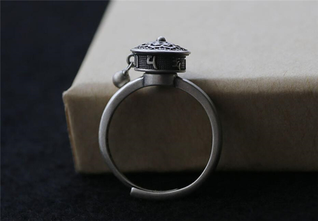 Kreatywny pierścień obrotowy vintage Thai srebrny amulet 925 Sterling Silver dla kobiet (SRI635) - Wianko - 24