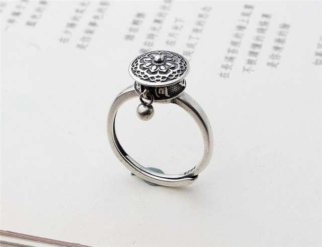 Kreatywny pierścień obrotowy vintage Thai srebrny amulet 925 Sterling Silver dla kobiet (SRI635) - Wianko - 26