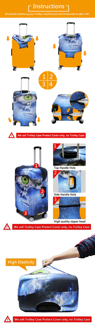 Pokrowiec na walizkę 3D z wizerunkiem małego potwora dla bagaży 18-32 Cal, chroniący przed kurzem i uszkodzeniami – akcesorium podróżne - Wianko - 6