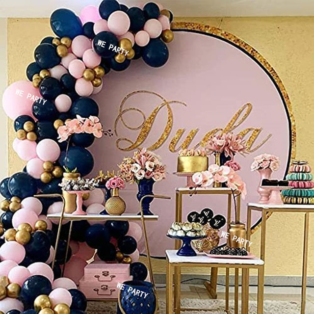 96 sztuk granatowe balony Garland Arch - dekoracje ślubne i rocznica, płeć odsłonić, urodziny - różowe złoto - Wianko - 1
