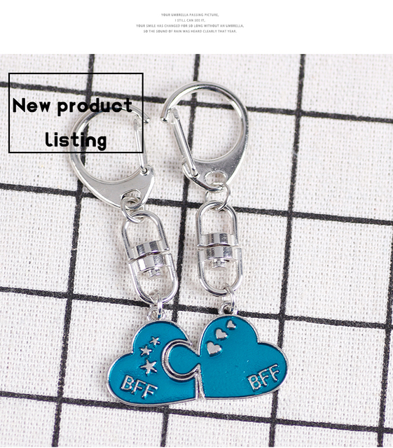 Breloczek na klucze BFF w kształcie serca, niebieski, zestaw 2-częściowy - Wianko - 8