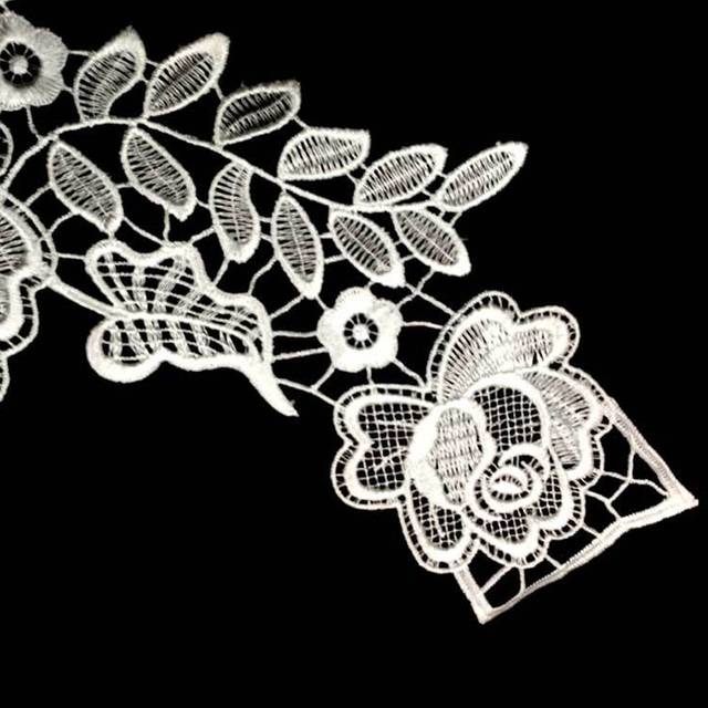 Aplikacja do szycia DIY koronkowej gipiury z wstążką do wykończenia dekoltu, naszywek, suknii ślubnej i dekoracji 3D haft z różami kwiatowymi - Wianko - 9