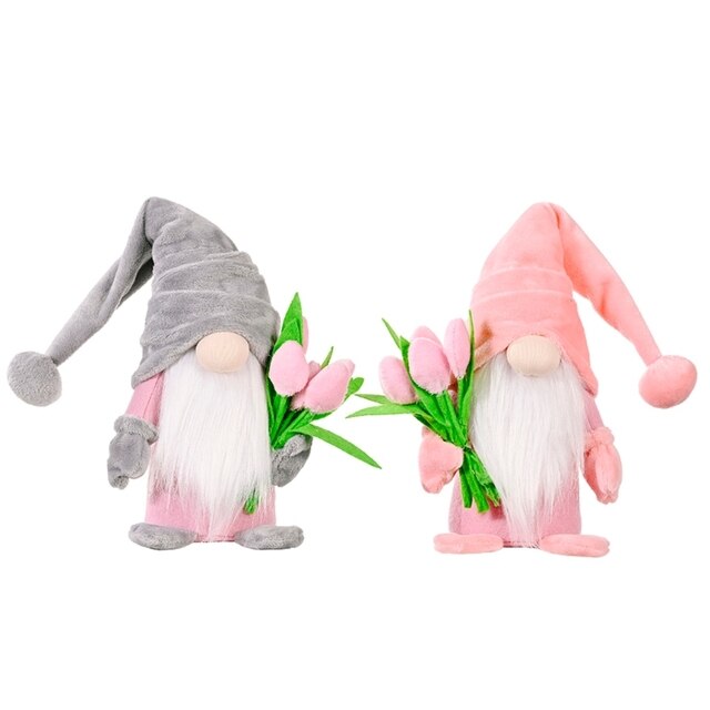 Dekoracja świąteczna Gnome z wiosennym kwiatem - skandynawski Tomte szwedzki Nisse Elf DIY - Wianko - 4
