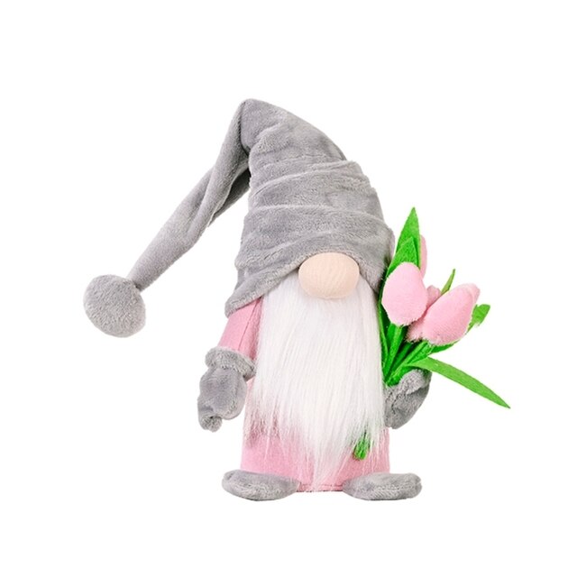 Dekoracja świąteczna Gnome z wiosennym kwiatem - skandynawski Tomte szwedzki Nisse Elf DIY - Wianko - 3