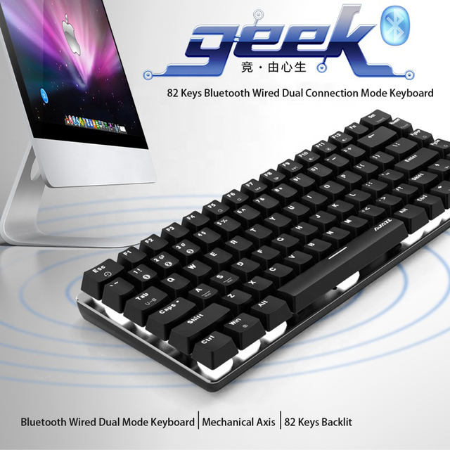 AJAZZ AK33 82-keys Gaming bezprzewodowa klawiatura mechaniczna Panel aluminiowy kompatybilny z Bluetooth czerwona oś do gry Win Android Mobible - Wianko - 9
