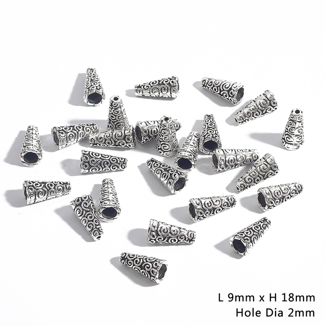 Nowe koraliki Conic Antique srebrny przewód Tassel DIY 10 sztuk 7-18MM do wyrób biżuterii - Wianko - 5