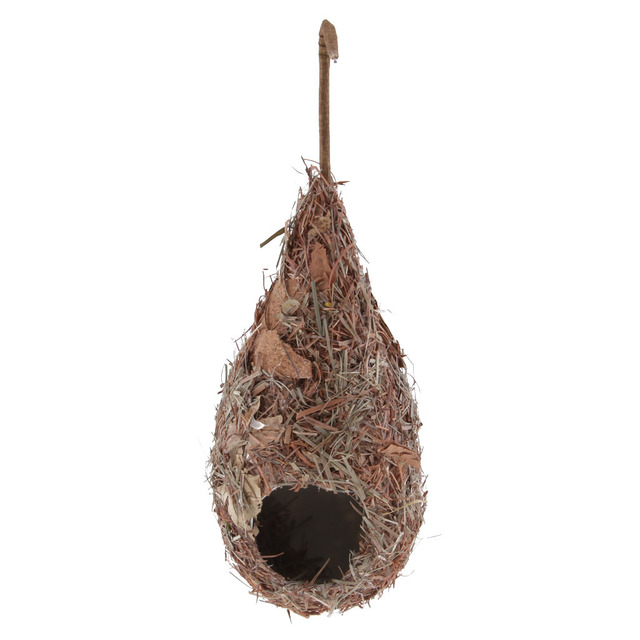 Klatka dla ptaków ozdoba ogrodowa, sztuczne słomiane gniazdo, tkane domek dla ptaków - 2 sztuki - Wianko - 4