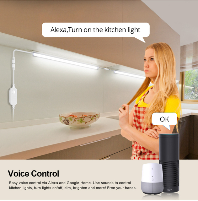Inteligentna lampa LED do kuchni i szafki, sterowana przez WiFi, kompatybilna z Alexa i Google, z funkcją przyciemniania, długość świetlnego słupa 30cm-50cm - Wianko - 5