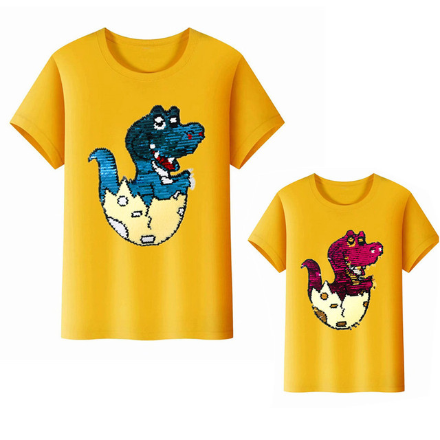 Dinozaur T-shirt dla dzieci - zmieniający kolor cekinowy print - dla chłopców i dziewczynek - Wianko - 8