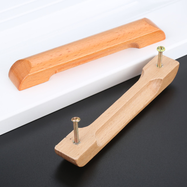 Uchwyt do holowania drewna gałki 64-128 mm do mebli i szafek kuchennych - solidny drewniany uchwyt drzwiowy na szuflady - Wianko - 7