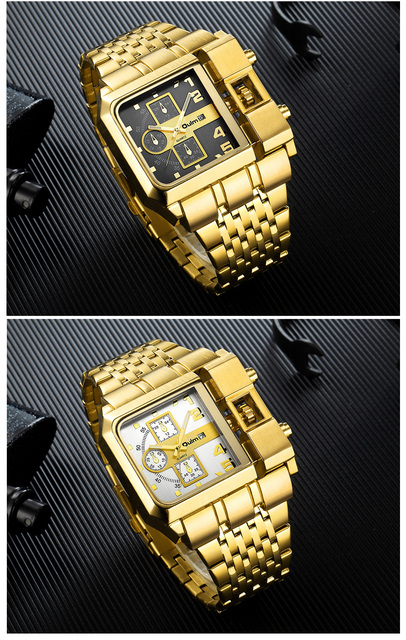 Zegarek męski Oulm Hot ze stali nierdzewnej, złoty, wielka tarcza, marka Top, z funkcją autodaty - Wianko - 6