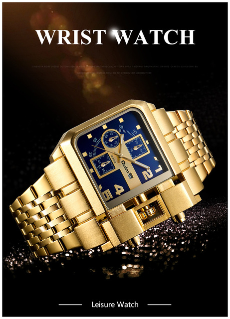 Zegarek męski Oulm Hot ze stali nierdzewnej, złoty, wielka tarcza, marka Top, z funkcją autodaty - Wianko - 1