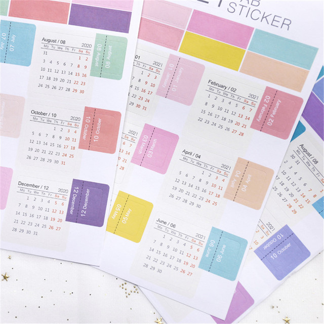 Kalendarz naklejek Agenda Planner Mark 2021/2022 - Kawaii biurowe harmonogramy, materiały szkolne - Wianko - 8