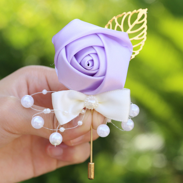 Pan młody drużba: Boutonniere na imprezę, bal, garnitur dla mężczyzn - Handmade satynowa róża, nowy styl pani, tkaniny broszka kwiat - Wianko - 26