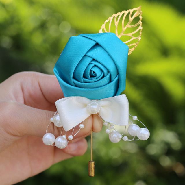 Pan młody drużba: Boutonniere na imprezę, bal, garnitur dla mężczyzn - Handmade satynowa róża, nowy styl pani, tkaniny broszka kwiat - Wianko - 33