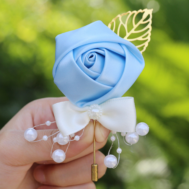 Pan młody drużba: Boutonniere na imprezę, bal, garnitur dla mężczyzn - Handmade satynowa róża, nowy styl pani, tkaniny broszka kwiat - Wianko - 18