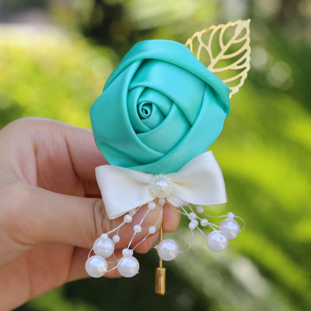 Pan młody drużba: Boutonniere na imprezę, bal, garnitur dla mężczyzn - Handmade satynowa róża, nowy styl pani, tkaniny broszka kwiat - Wianko - 17